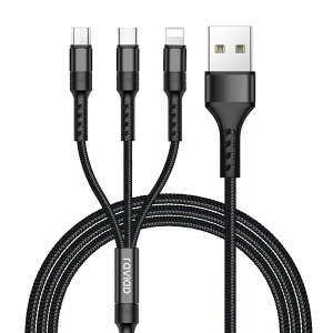 RAVIAD 3in1 [dP[u USB P[u 3A }[d [dR[h USB Type C P[u Micro USB P[u Phone [dP[u 3䓯d\ Phone Android ^CvC Galaxy Kindle S@Ή ϋv - 1.2M u