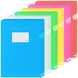 ZCZN ファイルホルダー A4 ファイル収納 タグポケット付き 半透明カラー 6色セット 30枚 資料収納 書類管理