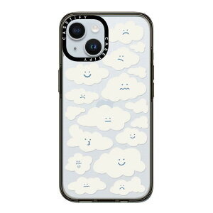 CASETiFY RpNg i Phone 15 P[X MILKi (2x MIL-STD-810G) / 1.2m̗eXgNA - Cute Clouds - NA ubN