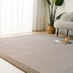OIGAE ラグ カーペット 春 夏 185x235cm 3畳 ラグマット ヘリンボン柄 北欧 じゅうたん 無地調 幾何学模様 床保護 防音 リビング 滑り止め オールシーズン適用 安心素材 グレージュ BSJ040-L-DMB