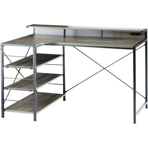 アイリスプラザ 机 デスク テーブル パソコンデスク PCデスク ラック付きデスク 机 デスク テーブル パソコンデスク L字デスク LDK-1279 グレー