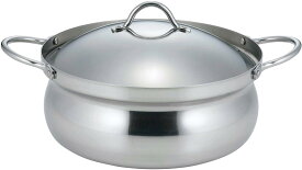 下村企販 卓上鍋 22cm 三層鋼 【日本製】 IH・ガス火対応 食洗機対応 2~3人用 割れにくい 軽量 熱伝導率がいい アルミ芯 ステンレス フタ付き 土鍋 燕三条 45892