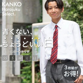 【お得なクーポン！8/11(月)1:59まで】 カンコー スクールシャツ 男子 長袖 白 制服 シャツ スクール シャツ カッター ワイシャツ 形態安定 綿 レギュラーカラー 角襟 通学 学生 学生服 中学生 高校生 高校 メンズ 160 165 170 175 180 kanko 送料無料 KHS304M