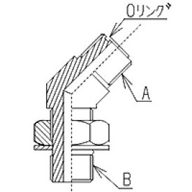 鉄製高圧継手 OR36タイプ45°エルボ並行ユニファイオネジ（フェイスシールタイプ）×平行ガスオネジ（座付Oリング ）OR36-19U12 | 1・3/16U×G3/4(mm)