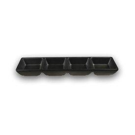 スタイリッシュ メラミン食器 (Mat Black)【たれ角皿（4連）】