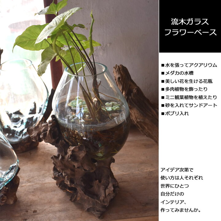 楽天市場】【w35〜48cm】BALI 流木ガラスフラワーベース 置物 オブジェ 