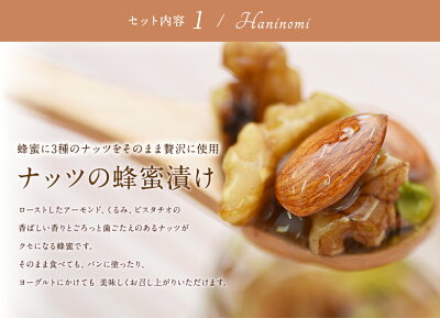 【敬老の日ギフト】はにのみ&はにベジ蜂蜜漬け2種(ナッツの蜂蜜漬け1個、ドライトマトの蜂蜜漬け1個)と4色から選べるハーバリウムボトルセット蜂蜜専門店かの蜂