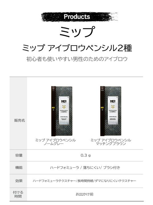 楽天市場 メンズ アイブロウ ミップ Mip 眉毛 アイブロウペンシル 0 3g ノームグレー 男性用 アイブロー まゆげかきペンシル まゆげかき 眉 ペンシル メンズコスメ 韓国 コスメ シンビモール