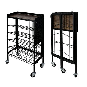 【月末SALE!10%OFF】RAKU 折り畳み式ブックワゴン 6段 大容量 組立簡単 360°回転キャスター付き スリム 傾斜設計 通気性に優れる 頑丈 耐荷重約70kg 天板 有孔ボード 書類整理 教科書/漫画/雑誌