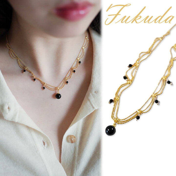 楽天市場】FUKUDA ブラックスピネル ネックレス ブラック レディース 