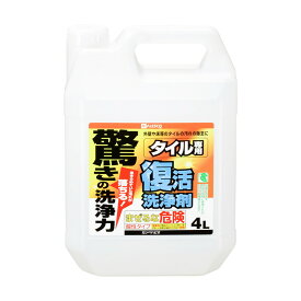 復活洗浄剤タイル用 4L タイル洗浄剤 タイル 洗浄剤 外壁クリーナー 釉薬タイル専用 玄関ポーチ用 黒ずみ除去 業務用洗剤 塩素不使用 安全施工 シーリング材汚れ対応 強力洗浄 住宅用 簡単施工 タイル表面保護 汚れ落とし 酸性 人気 艶 ツヤ タイル 除去 洗浄液 ブリード