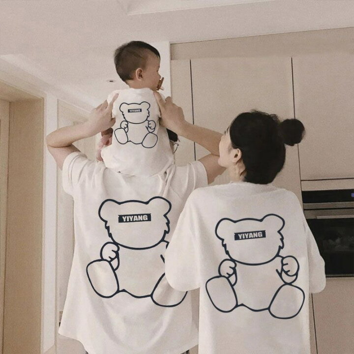 楽天市場】親子ペアルック 親子 セット 可愛い くまちゃん tシャツ  