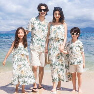 親子ペア ペアルック リンクコーデ 夏 花柄 ワンピース アロハシャツ ペアtシャツ 親子ペア 赤ちゃん ベ…
