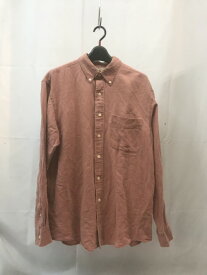 LLBean エルエルビーン 長袖シャツ　リネン 麻 コットン　綿　レッド　メンズ　Mサイズ／シャツ【中古】[☆3]