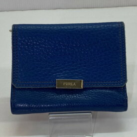 FURLA フルラ 二つ折り財布 レザー ゴールド金具 L字ファスナー レディース ネイビー／財布【中古】[☆2]