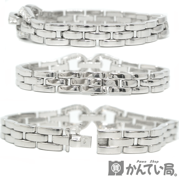 レア】カルティエ K18WG x レザー ブレスレット パンテール 留め