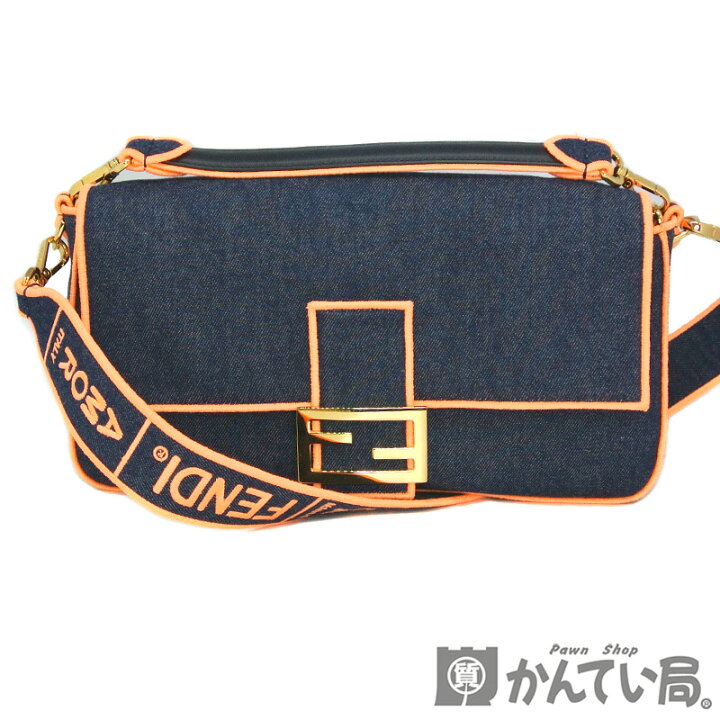 楽天市場】FENDI【フェンディ】バゲット ラージサイズ デニム×オレンジ 