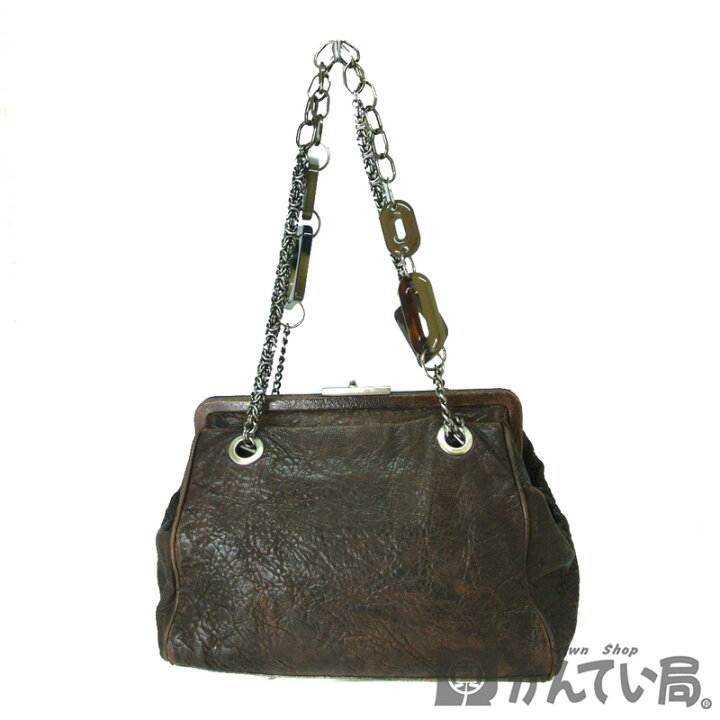 楽天市場】MARNI【マルニ】フルレザー チェーンバッグ がま口 ブラウン 