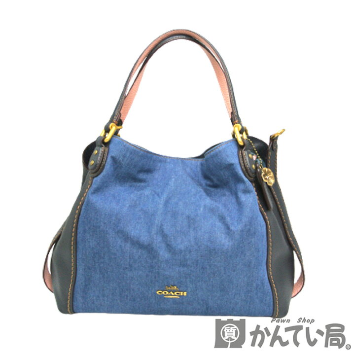 美品】コーチ ショルダーバッグ レザー イーディー デニム 花柄 トート 