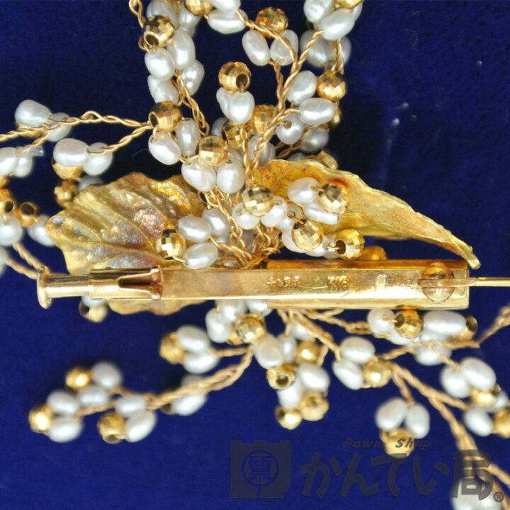 楽天市場】千こ里花 【ちこりか】 ブローチ K18 パール 木の葉 植物 
