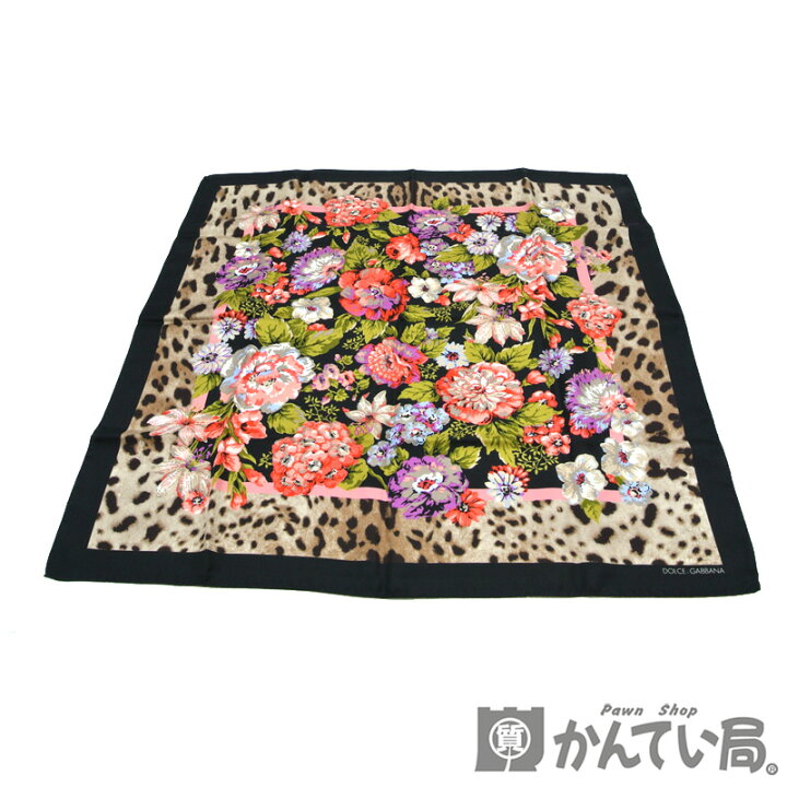 楽天市場 Dolce Gabbana ドルチェ ガッバーナ D G ドルガバ スカーフ シルク100 ブラック系 花柄 ヒョウ柄 レディース 未使用品 Used Ss 質屋かんてい局名古屋西店 かんてい局名古屋西店