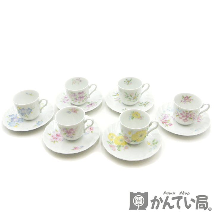 Noritake ノリタケ ボーンチャイナ デミタスカップ＆ソーサー6客セット