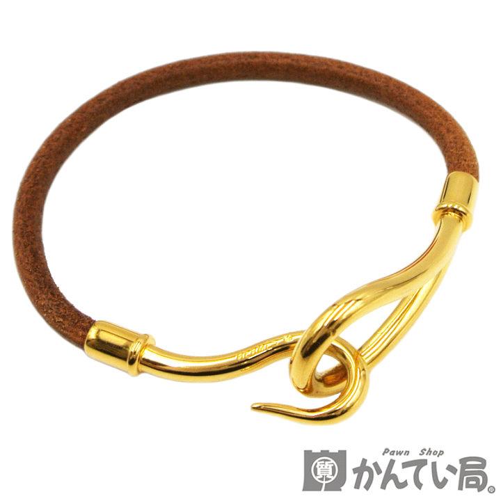 エルメス ジャンボ ゴールド ブラウン ブレスレット レザー アクセサリー HERMES（エルメス） ジャンボ ブレスレット レザー ブラウン ゴールド