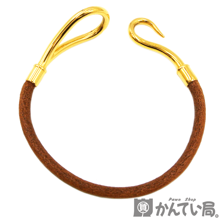 エルメス ジャンボ ゴールド ブラウン ブレスレット レザー アクセサリー HERMES（エルメス） ジャンボ ブレスレット レザー ブラウン ゴールド