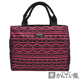 FAUCHON【フォション】ランチトートバッグ ハンドバッグ ピンク ブラック エコバッグ お弁当入れ 保冷剤ポケット付き 鞄 レディース【美品】USED-S【かんてい局名古屋西店】