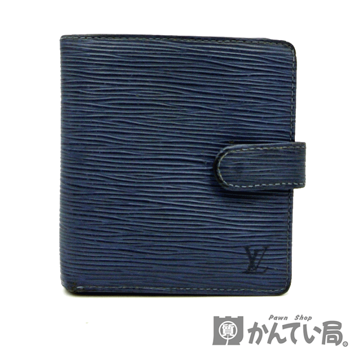 エピ折り財布二つ折り青小銭入れM63555