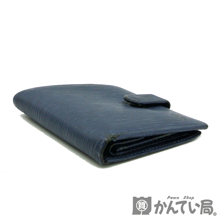 エピ折り財布二つ折り青小銭入れM63555