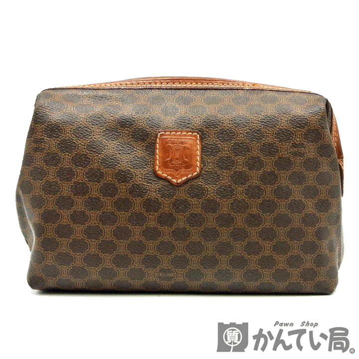 CELINE　セリーヌ　ポーチ　化粧品　小物　ブラウン　マカダム柄 楽天市場】CELINE【セリーヌ】ポーチ マカダム ブラウン メイク