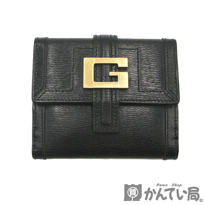 GOODS 希少 GUCCI クロコダイル 鰐革 2つ折り財布 GGゴールド金具 正規