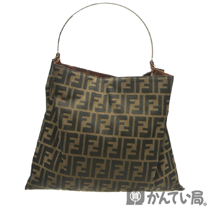 FENDI ズッカ キャンバス ハンドバッグ ブラウン/ブラック FENDI】ハンドバッグ ズッカ柄 キャンバス ブラウン ブラック 自立