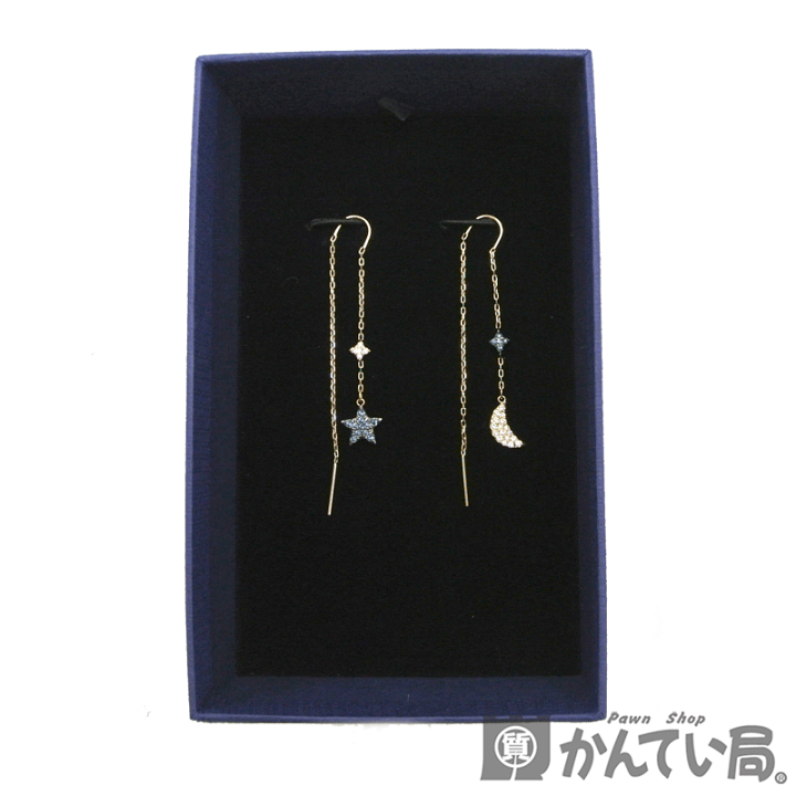 【箱付き未使用】SWAROVSKI　スワロフスキー　ロング　ピアス　星　スター SWAROVSKI]* Moon and star *月と星 ロング ドロップピアス