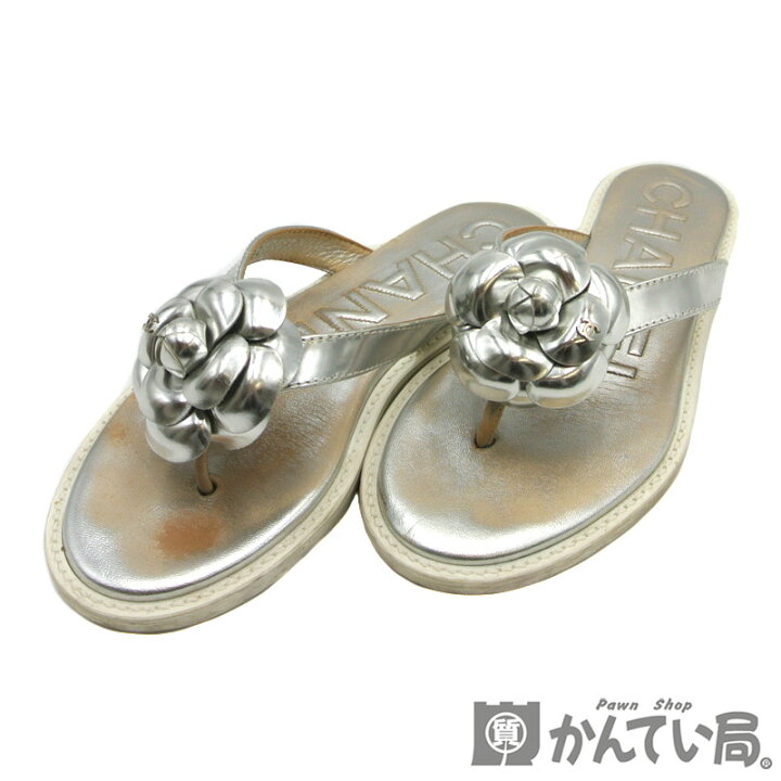 楽天市場】CHANEL【シャネル】カメリア サンダル シルバー レザー 表記 