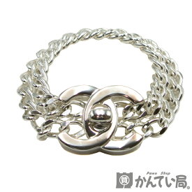 CHANEL【シャネル】ターンロックブレスレット 97P ココマーク 2連チェーン シルバー アクセサリー【中古】USED-B