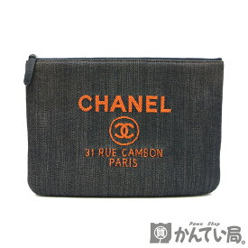 CHANEL【シャネル】A80117 ドーヴィル クラッチバッグ デニム オレンジ セカンドバッグ ポーチ レディース【中古】USED-AB