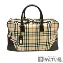 BURBERRY【バーバリー】ハンドバッグ ノバチェック ビジネスバッグ キャンバス×レザー ブラウン系 レディース メンズ【中古】USED-BC