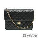 CHANEL【シャネル】マトラッセ シングルチェーン ショルダーバッグ ラムスキン ブラック×ゴールド ココマーク レディ…