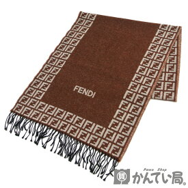 FENDI【フェンディ】マフラー ズッカ柄 ロゴ ブラウン系 ウール：100％ レディース メンズ【中古】USED-B