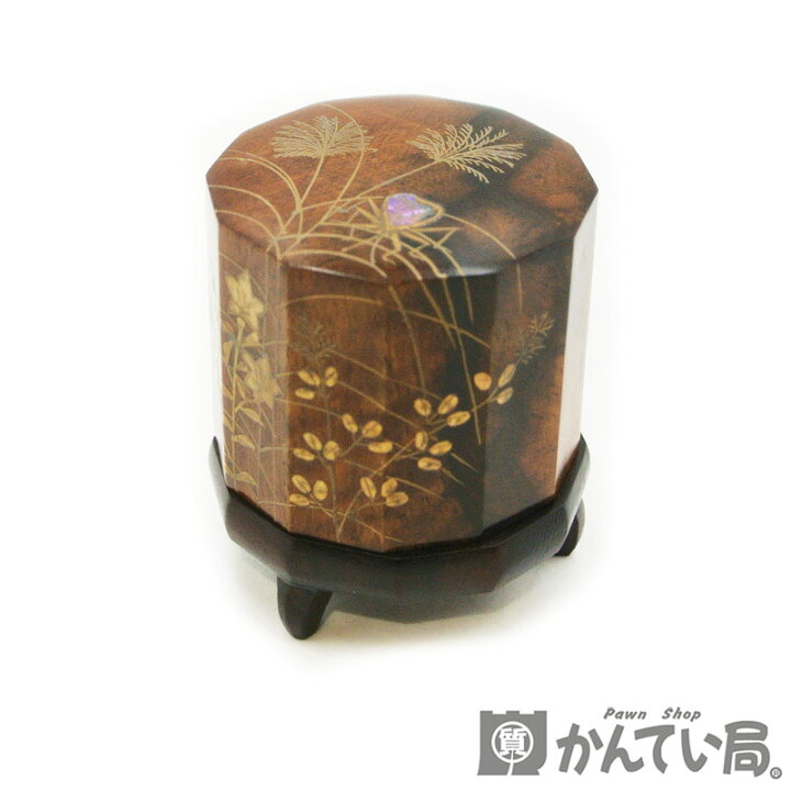 楽天市場】加賀蒔絵 中村孝也作 黒柿 十二角 秋草に鈴虫香合 茶道具 古 