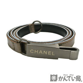 CHANEL【シャネル】ベルト CHANELロゴ ブロンズ メタリックブラウン レザー レディース【中古】USED-AB【質屋かんてい局名古屋西店】