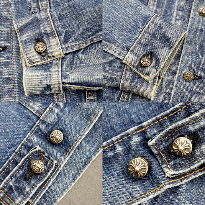 クロムハーツ CHROMEHEARTS リーバイス デニムジャケット クロスボタン セメタリークロスパッチ スクロールラベル Sサイズ 中古 ブランド鑑定団
