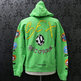クロムハーツ【CHROMEHEARTS】matty boy/マティボーイ/PPO Sex Records HD PLVR/グラフィックプリントパーカー/グリーン/Lサイズ【中古】131552