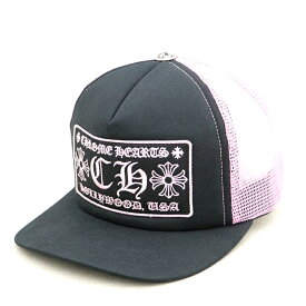 クロムハーツ【CHROMEHEARTS】TRUCKER CAP/トラッカーキャップ/メッシュキャップ/CH刺繍/クロスボール/帽子/ピンク×ブラック【中古】12421