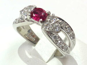 レディース【中古】ルビーダイヤリングPt900プラチナ＃6.5約6.5号指輪【楽ギフ_包装選択】