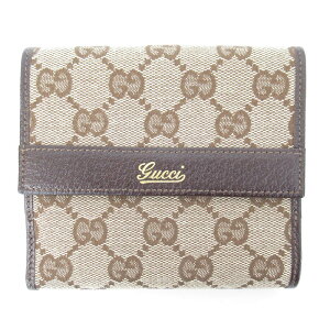 メンズレディース【中古】ＧＵＣＣＩグッチ１３１８５４二つ折り財布ＧＧキャンバスＷホック財布【楽ギフ_包装選択】