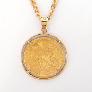 メンズレディース【中古】Ｋ１８Ｋ２４約１７．５ｇダカット金貨ネックレスコイン金貨ゴールド金仕上げ済み【楽ギフ_包装選択】