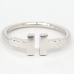 レディース【中古】ＴＩＦＦＡＮＹ＆Ｃｏ．ティファニーＴワイヤーリングＫ１８ＷＧ７５０(刻印)ホワイトゴールド金約＃１４.５約１４．５号仕上げ済み【楽ギフ_包装選択】